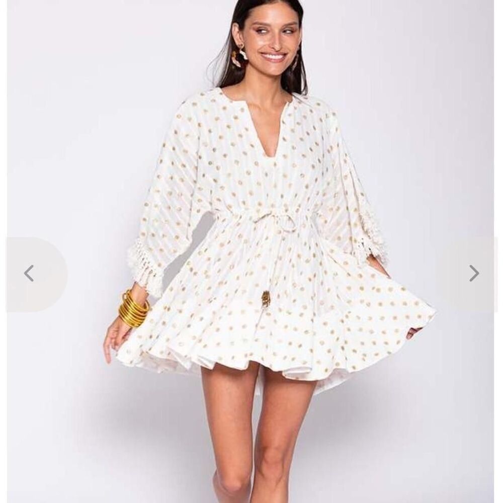 Sundress Women's White and Gold Dress